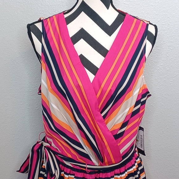 NWT Tommy Hilfiger Sz 14 Striped 100% Cotton Fit & Flare Dress - Picture 4 of 13